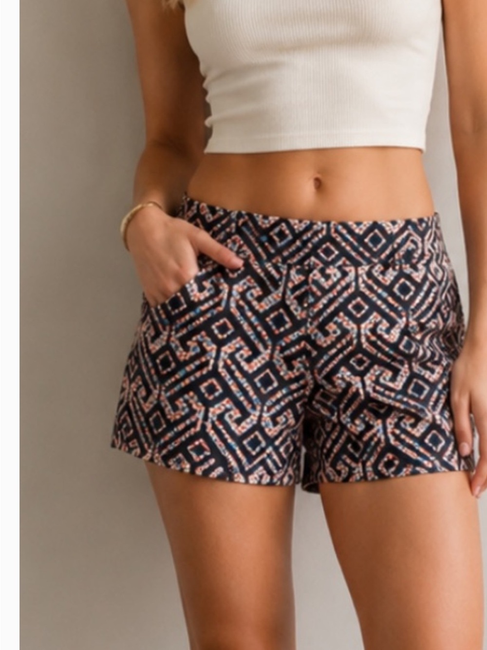 Trina Turk Black and Peach Geo-Print Women's Shorts
